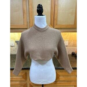 FIRM Wilfred Free 100% Merino Wool Cropped Sweater Brown XS EUC
